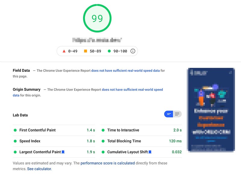 rebuild pagespeedinsights 99