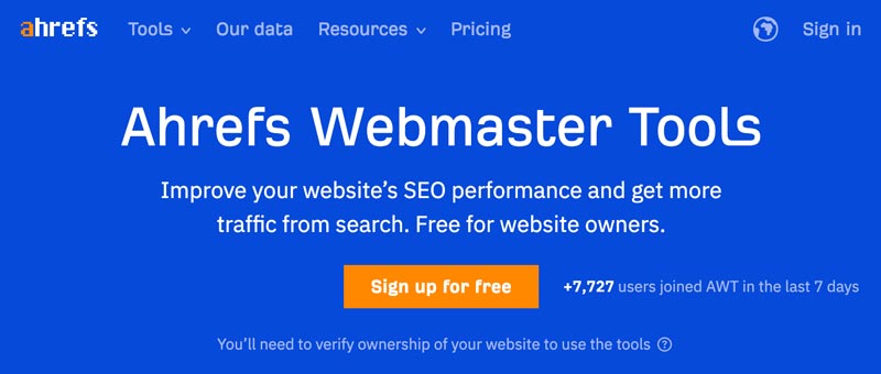 Ahrefs Webmaster Tools