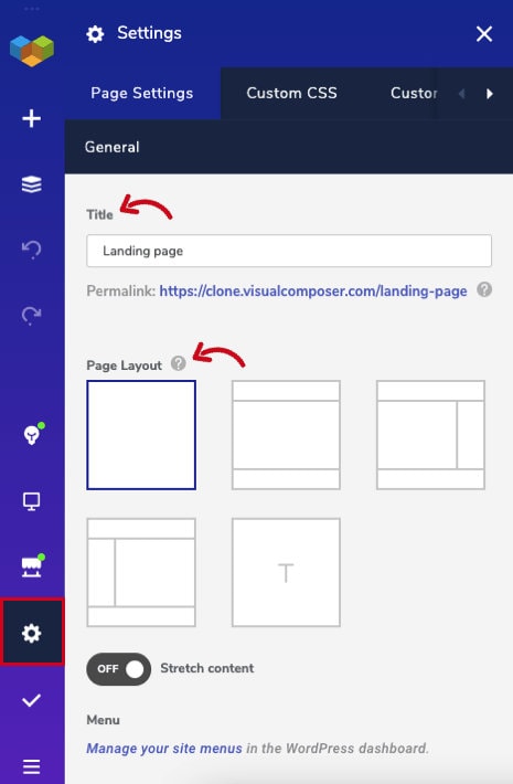 visual composer settings