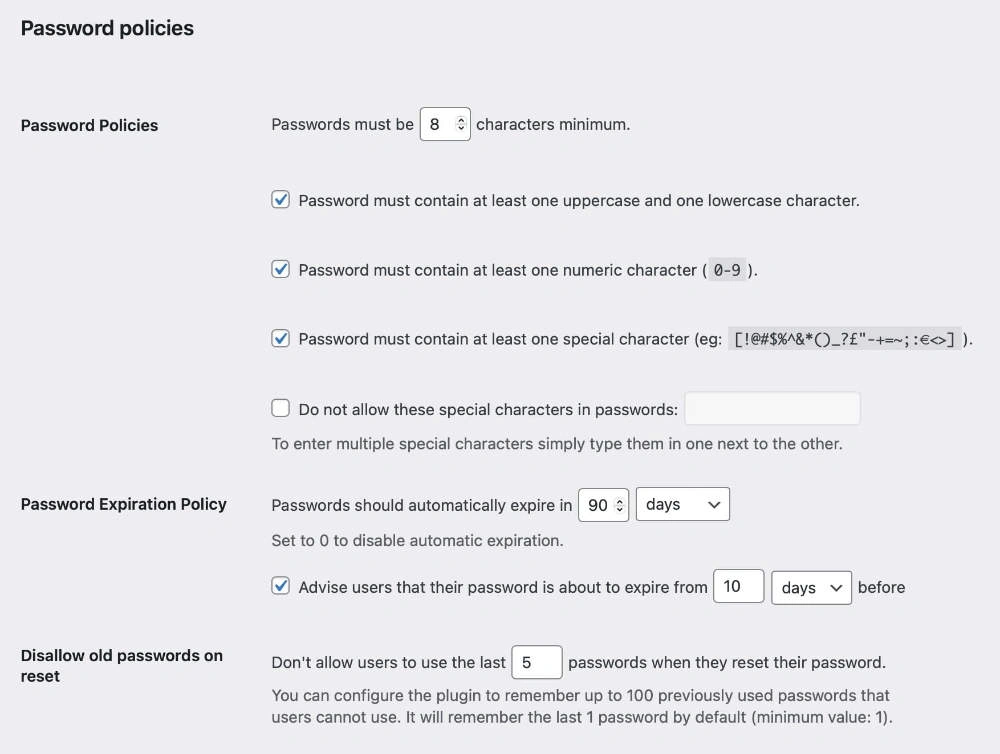 password policies