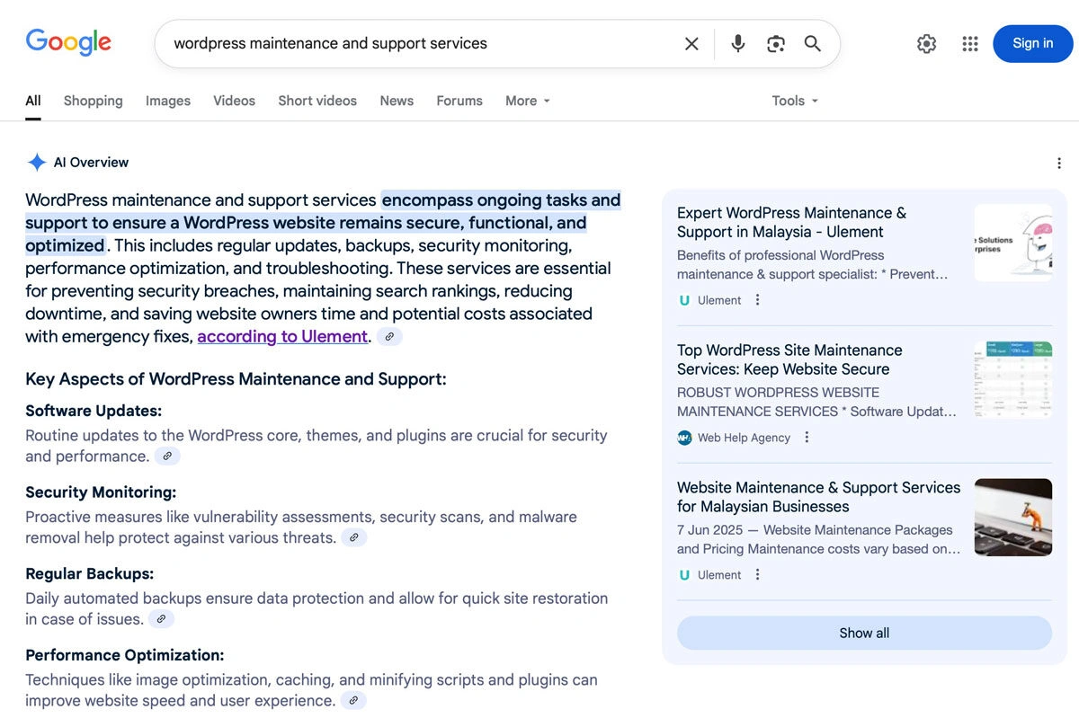 google ai overviews