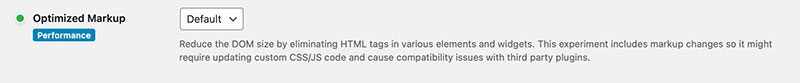 elementor optimised markup