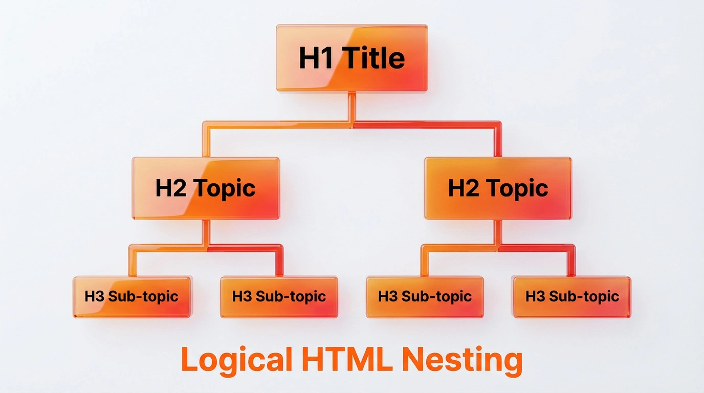 Tree diagram demonstrating proper HTML heading structure
