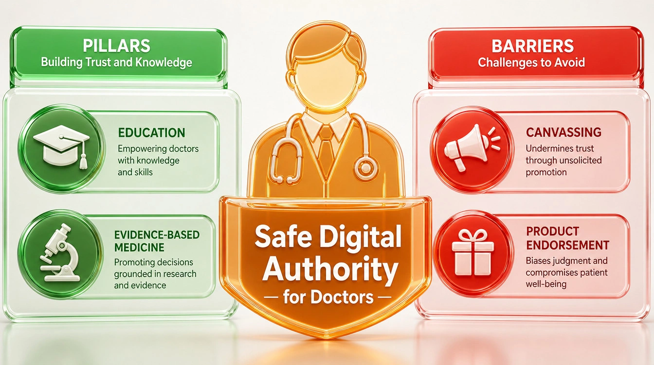 Diagram outlining the ethical boundaries for doctors creating digital educational content.